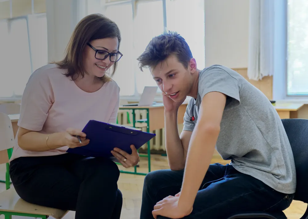 Teacher explaining to a class